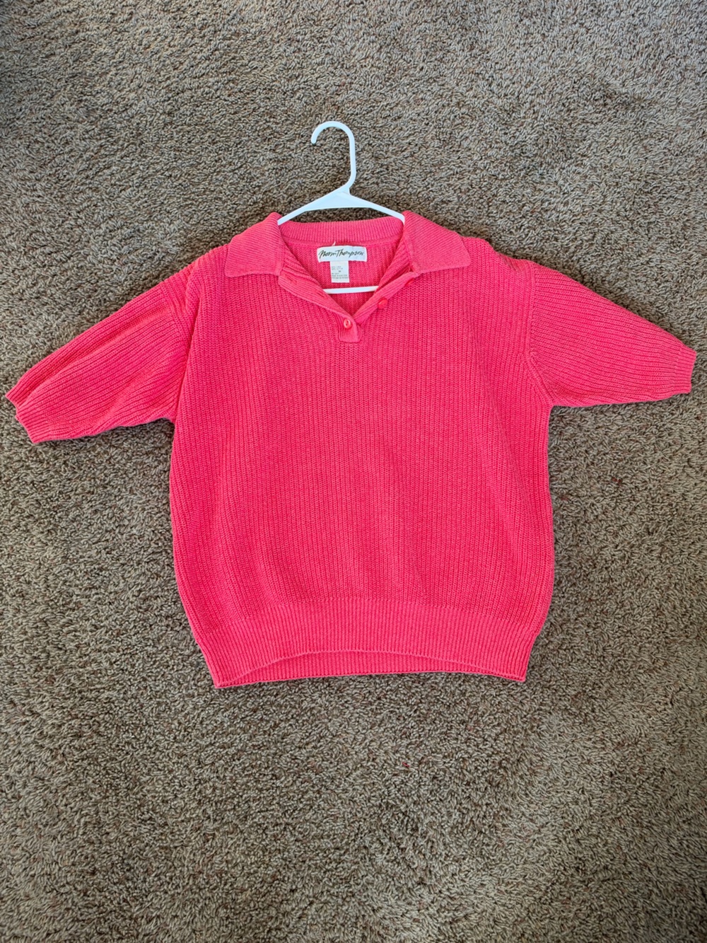 Norm Thompson Bright Pink Short-Sleeve Knit Sweater
